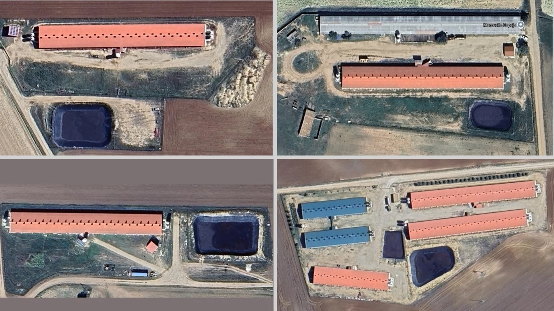 Vista aérea de las macrogranjas en Carboneras de Guadazaón.